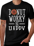 Donut Worry Be Happy Black T-Shirt