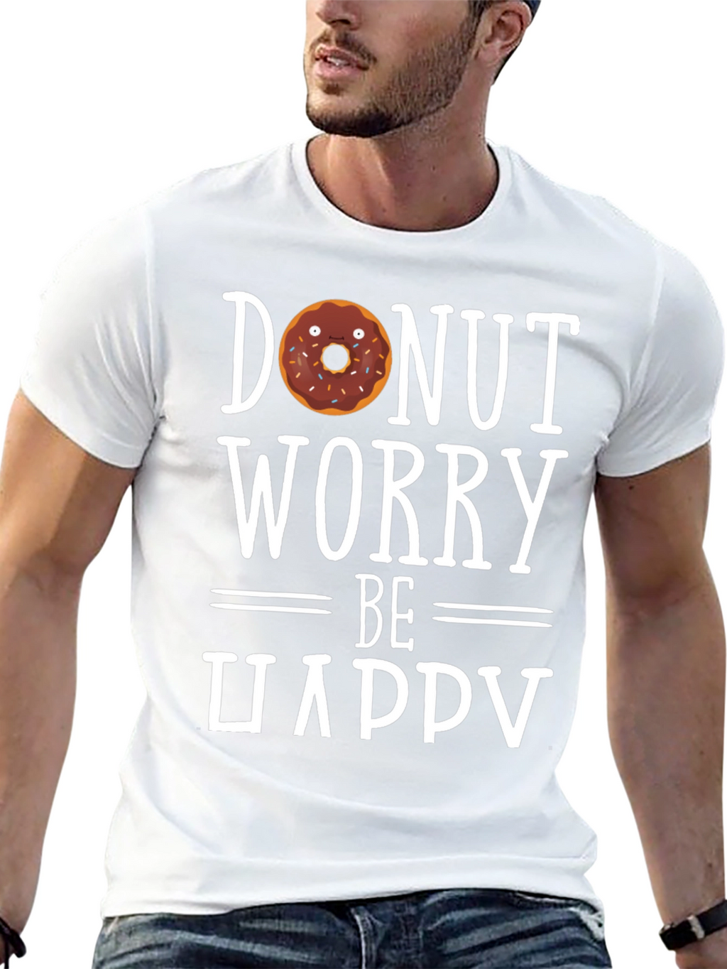 Donut Worry Be Happy Black T-Shirt