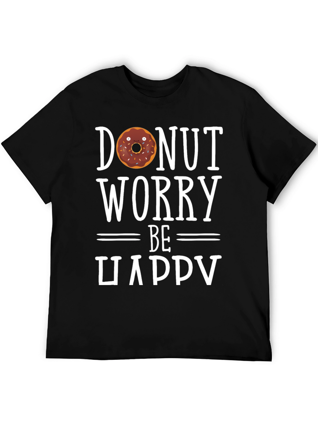 Donut Worry Be Happy Black T-Shirt