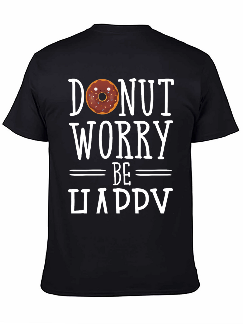 Donut Worry Be Happy Black T-Shirt