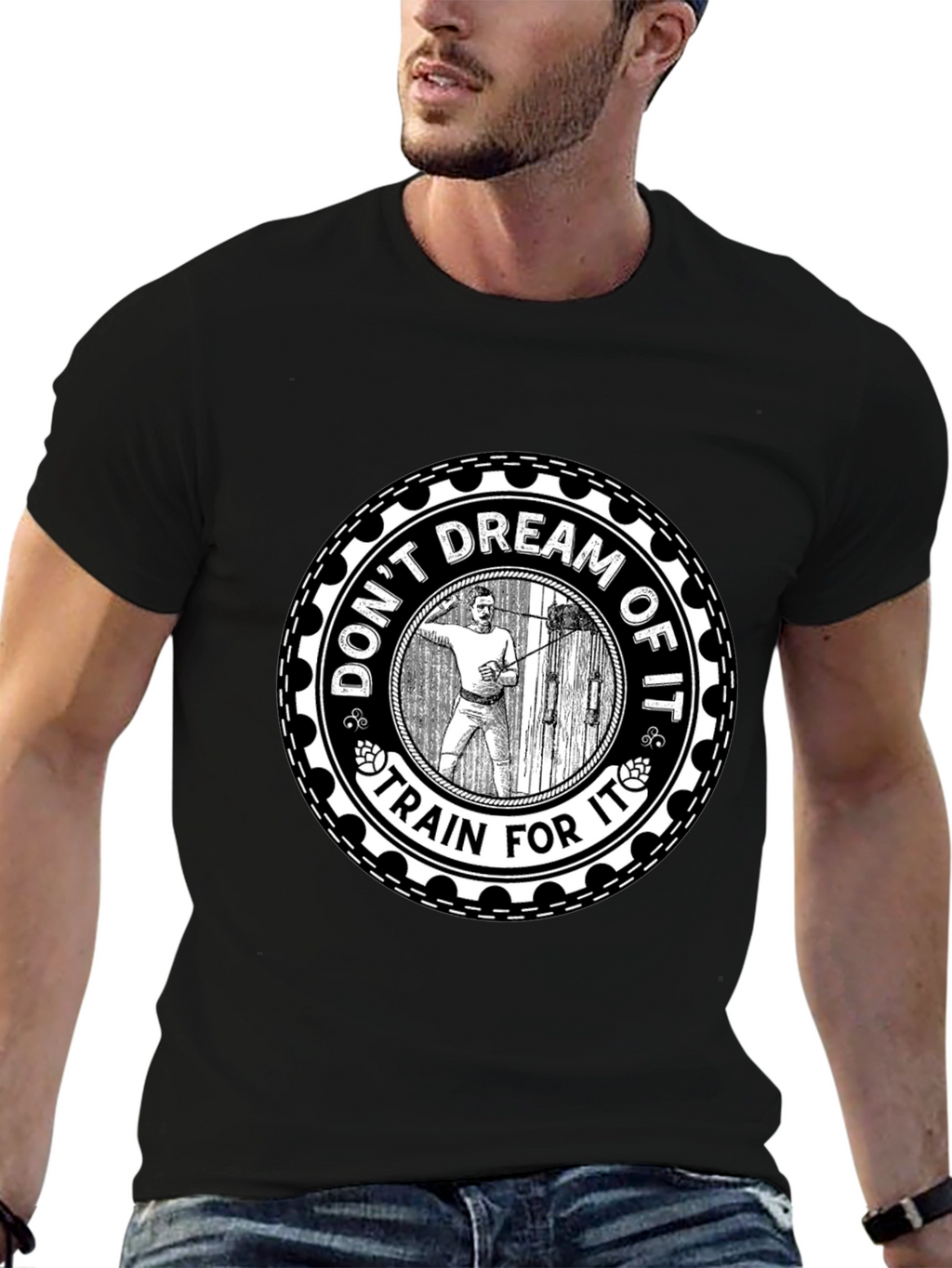 Motivational Train For It Graphic Tee - Black