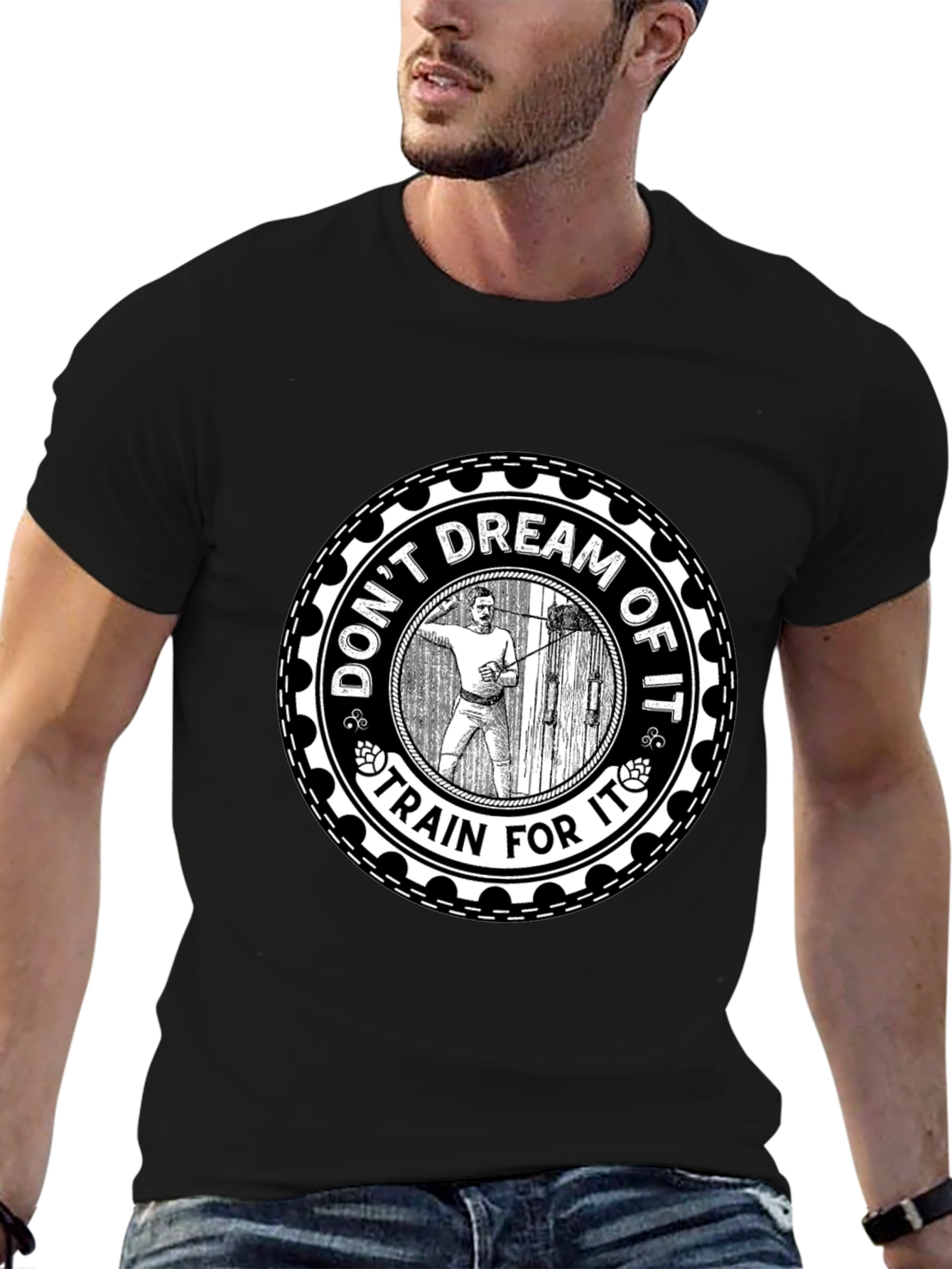 Motivational Train For It Graphic Tee - Black