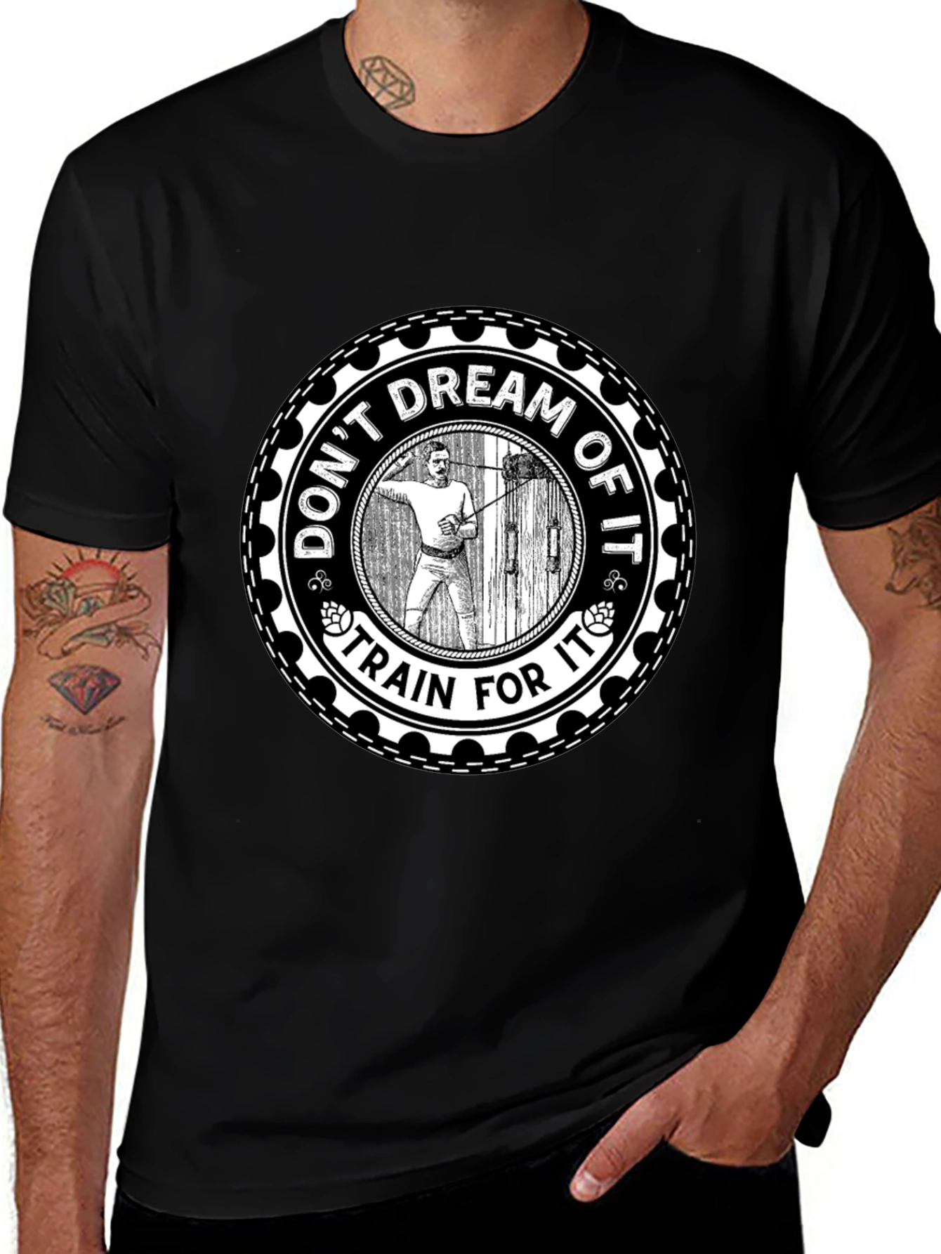 Motivational Train For It Graphic Tee - Black