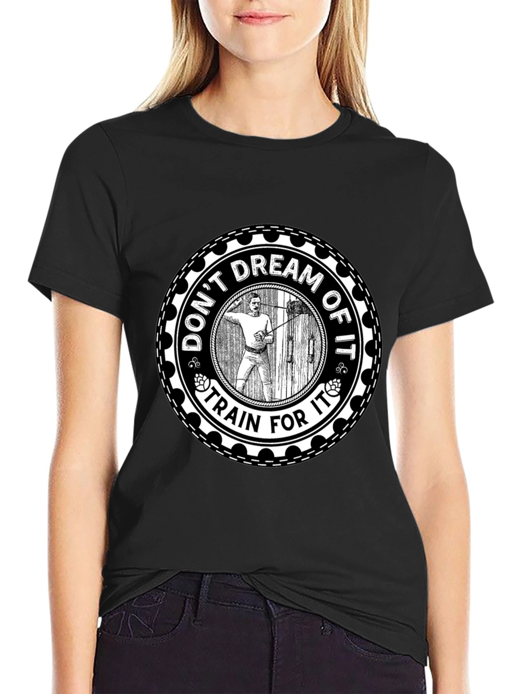 Motivational Train For It Graphic Tee - Black