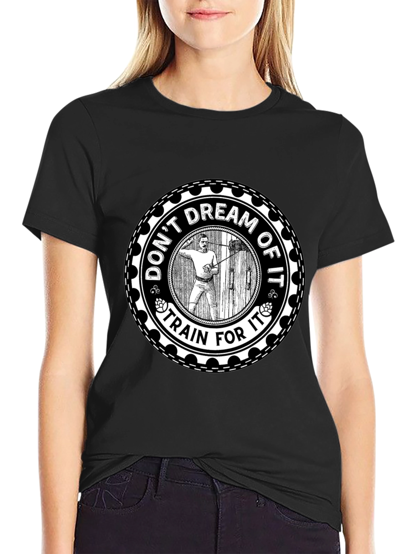 Motivational Train For It Graphic Tee - Black