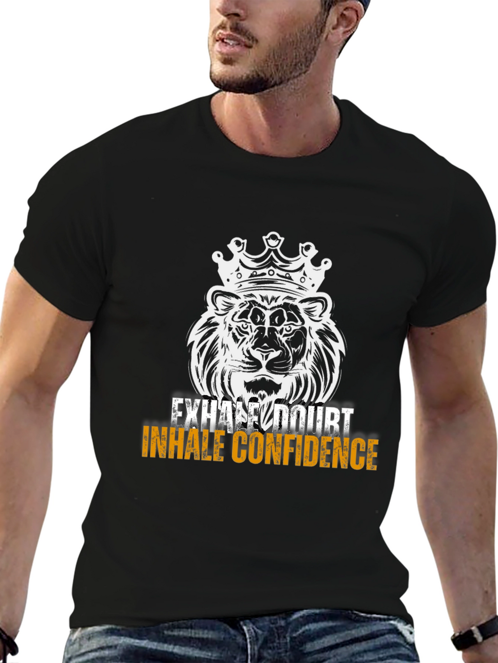 Lion Crown Graphic Tee - Exhale Doubt Inhale Confidence