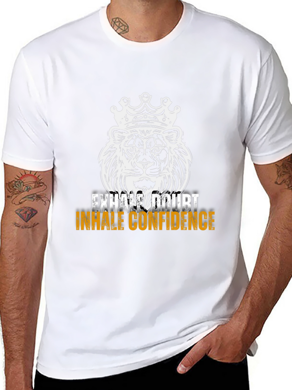 Lion Crown Graphic Tee - Exhale Doubt Inhale Confidence