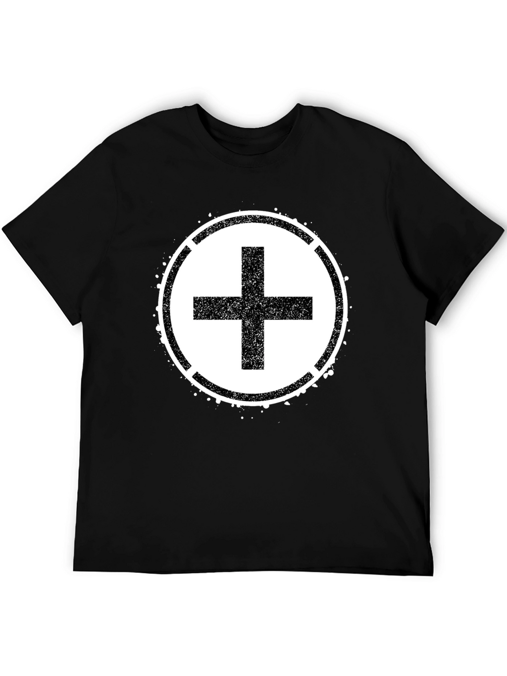 Grunge Plus Sign Black T-Shirt