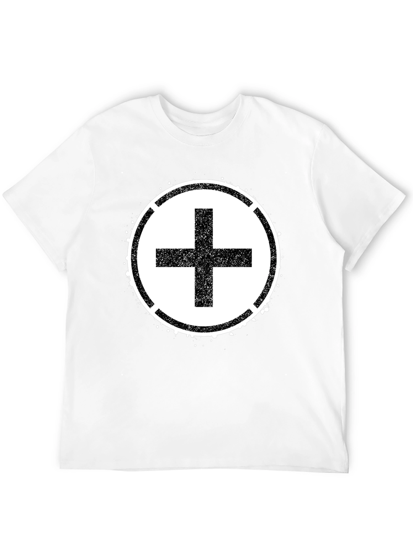 Grunge Plus Sign Black T-Shirt