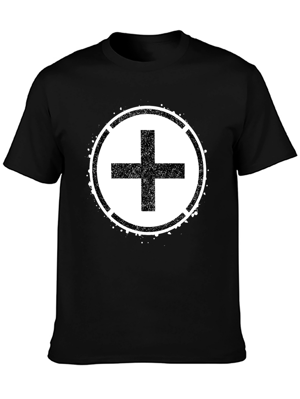 Grunge Plus Sign Black T-Shirt