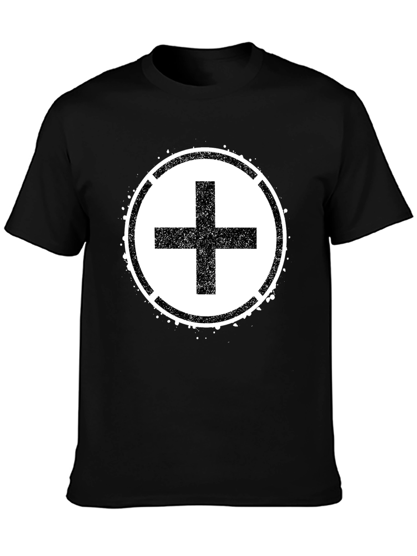 Grunge Plus Sign Black T-Shirt