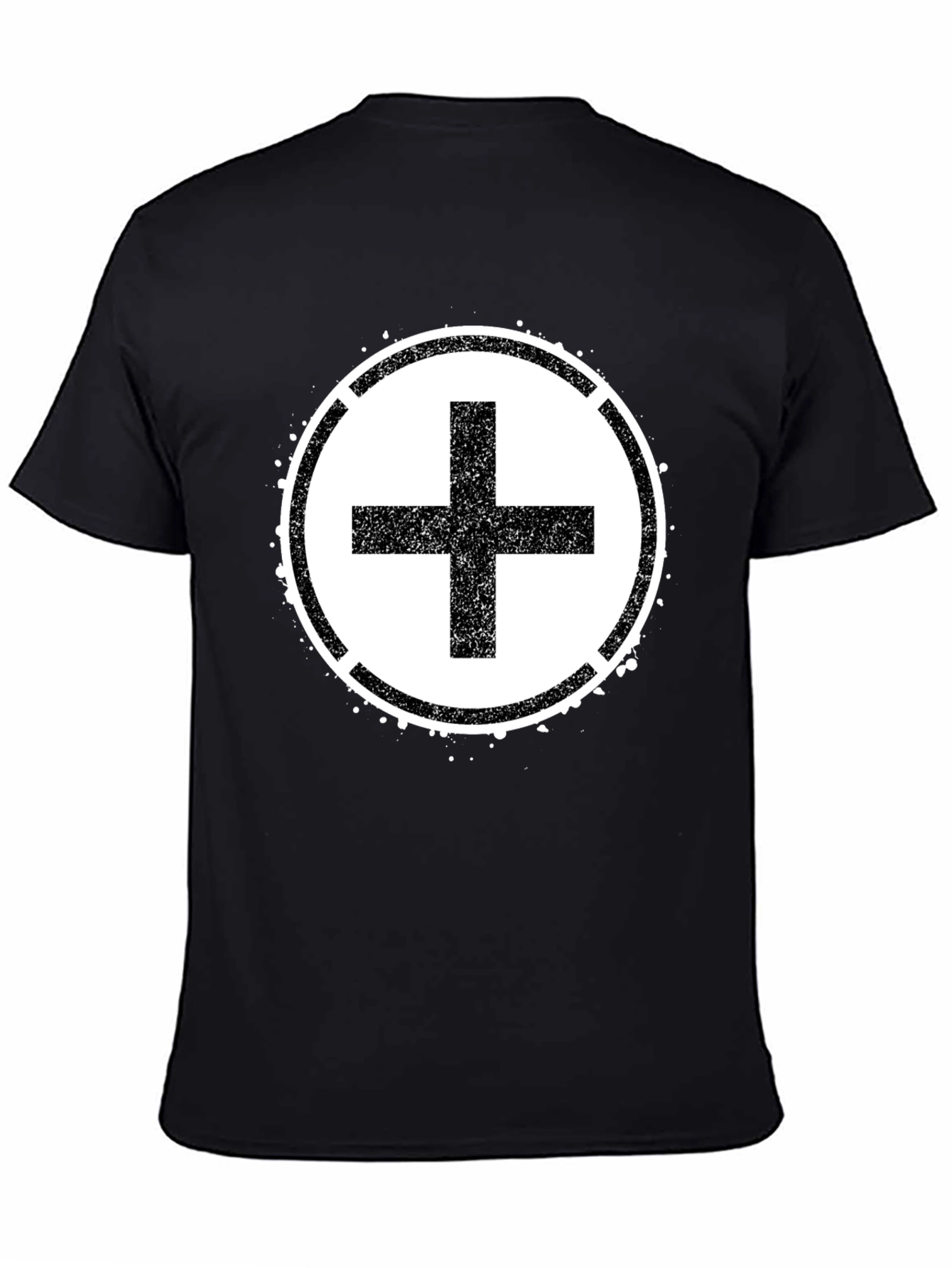 Grunge Plus Sign Black T-Shirt
