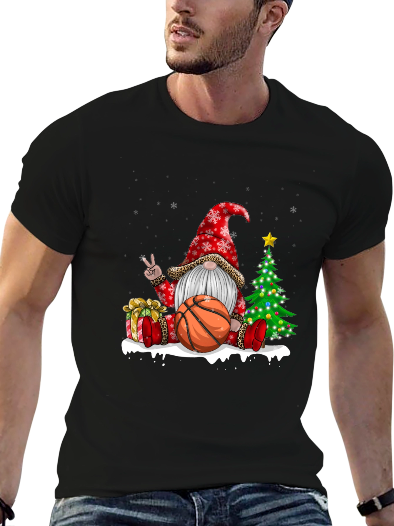 Festive Basketball Gnome T-Shirt