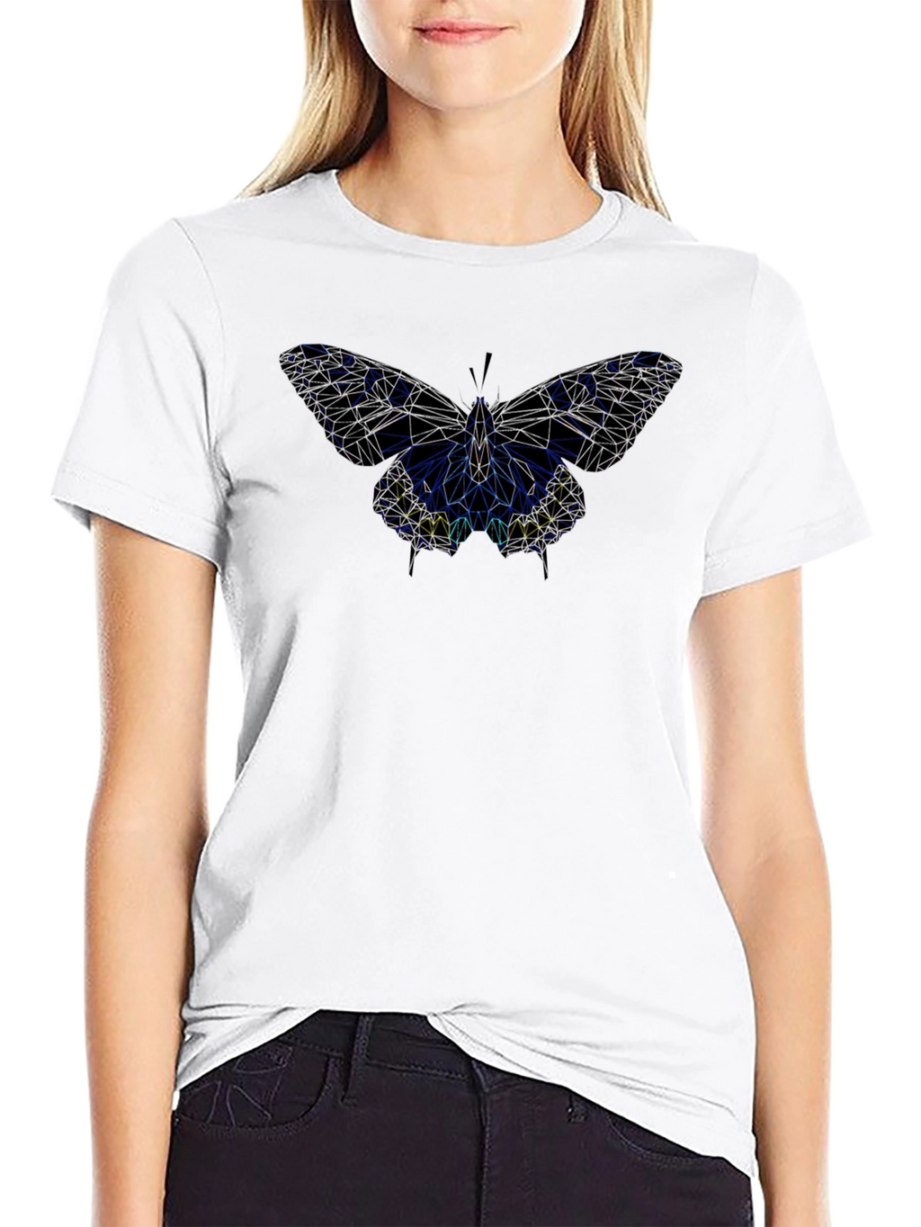 Geometric Butterfly Black T-Shirt