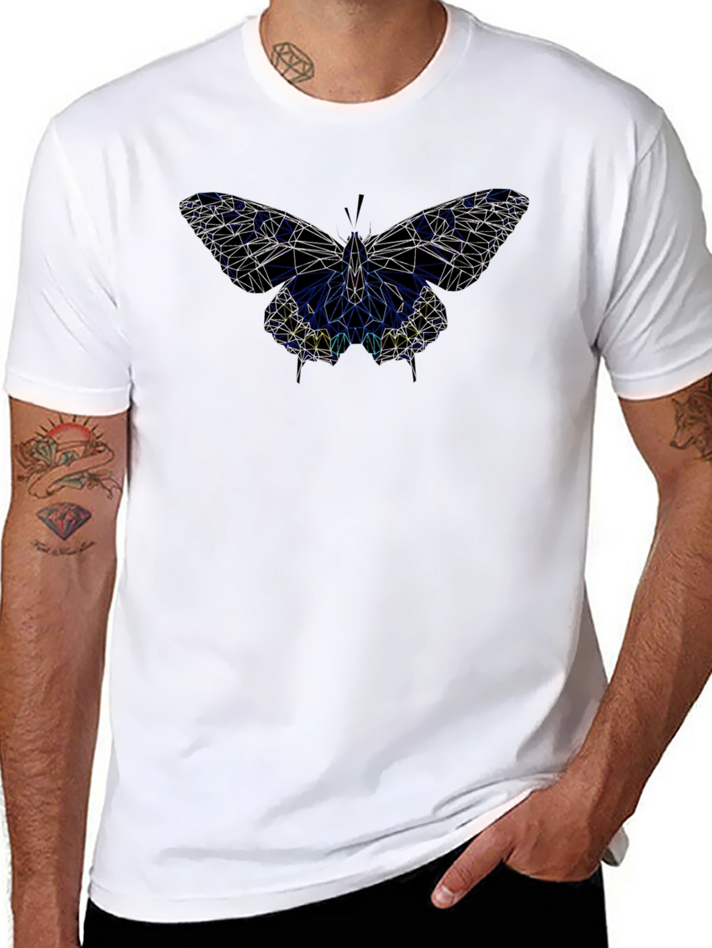 Geometric Butterfly Black T-Shirt