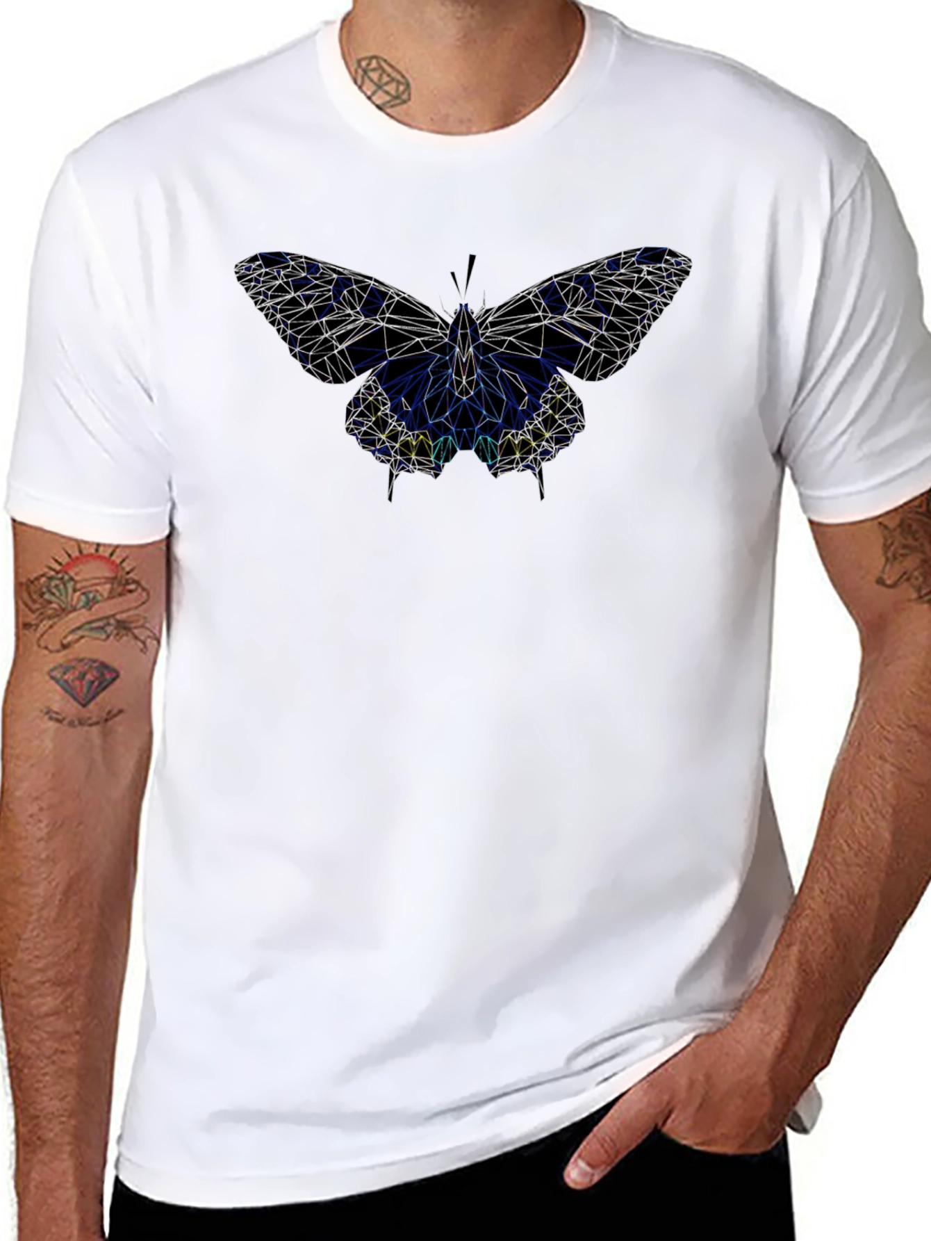 Geometric Butterfly Black T-Shirt