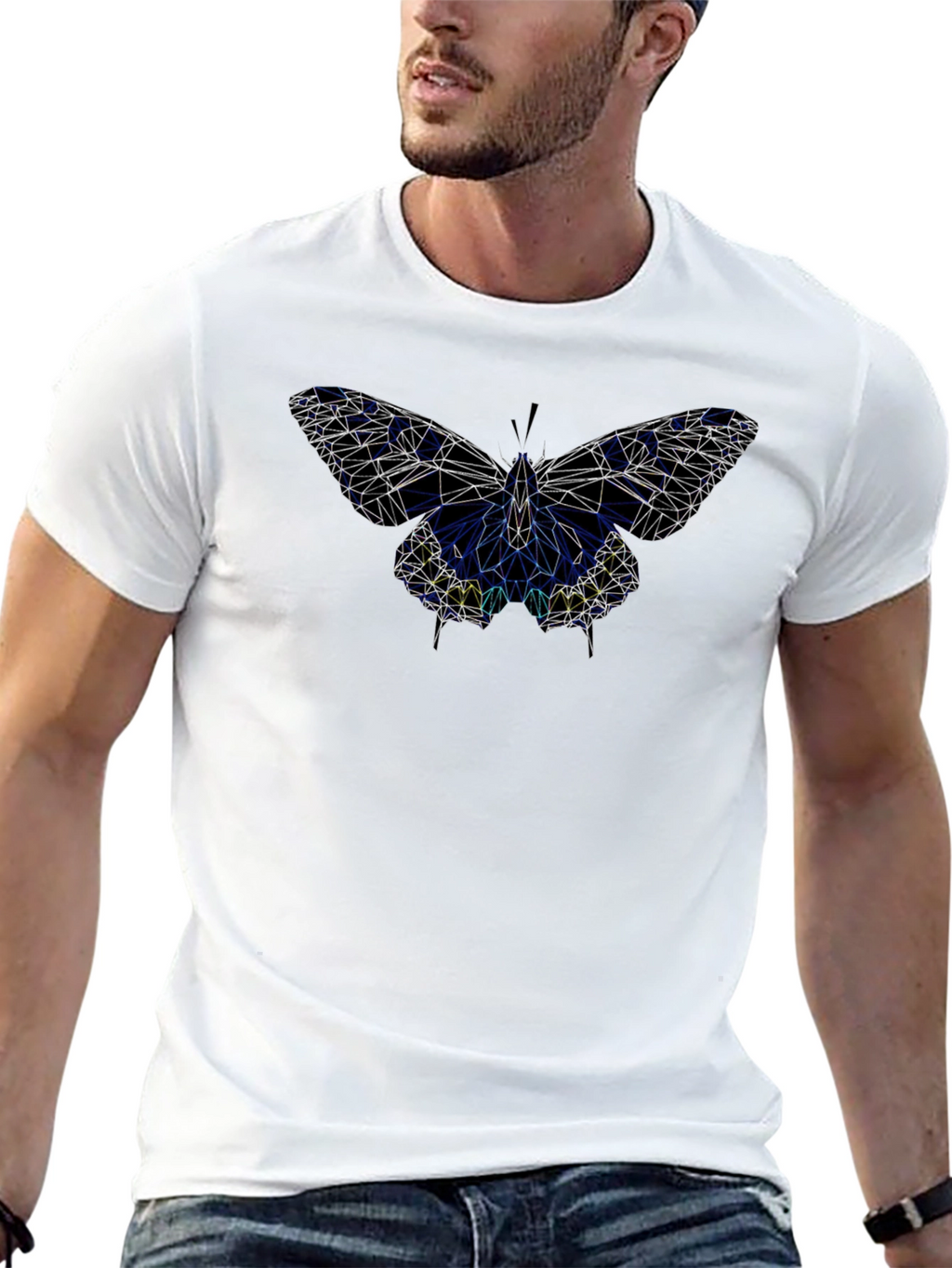 Geometric Butterfly Black T-Shirt