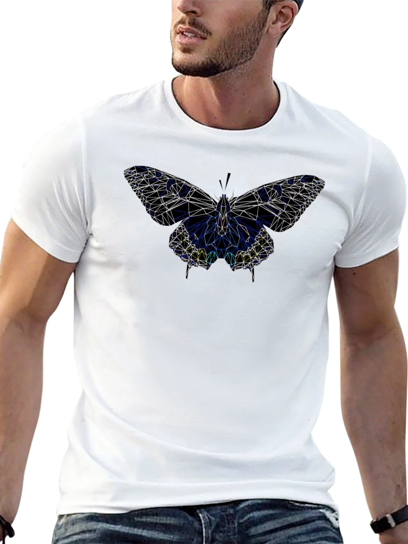 Geometric Butterfly Black T-Shirt