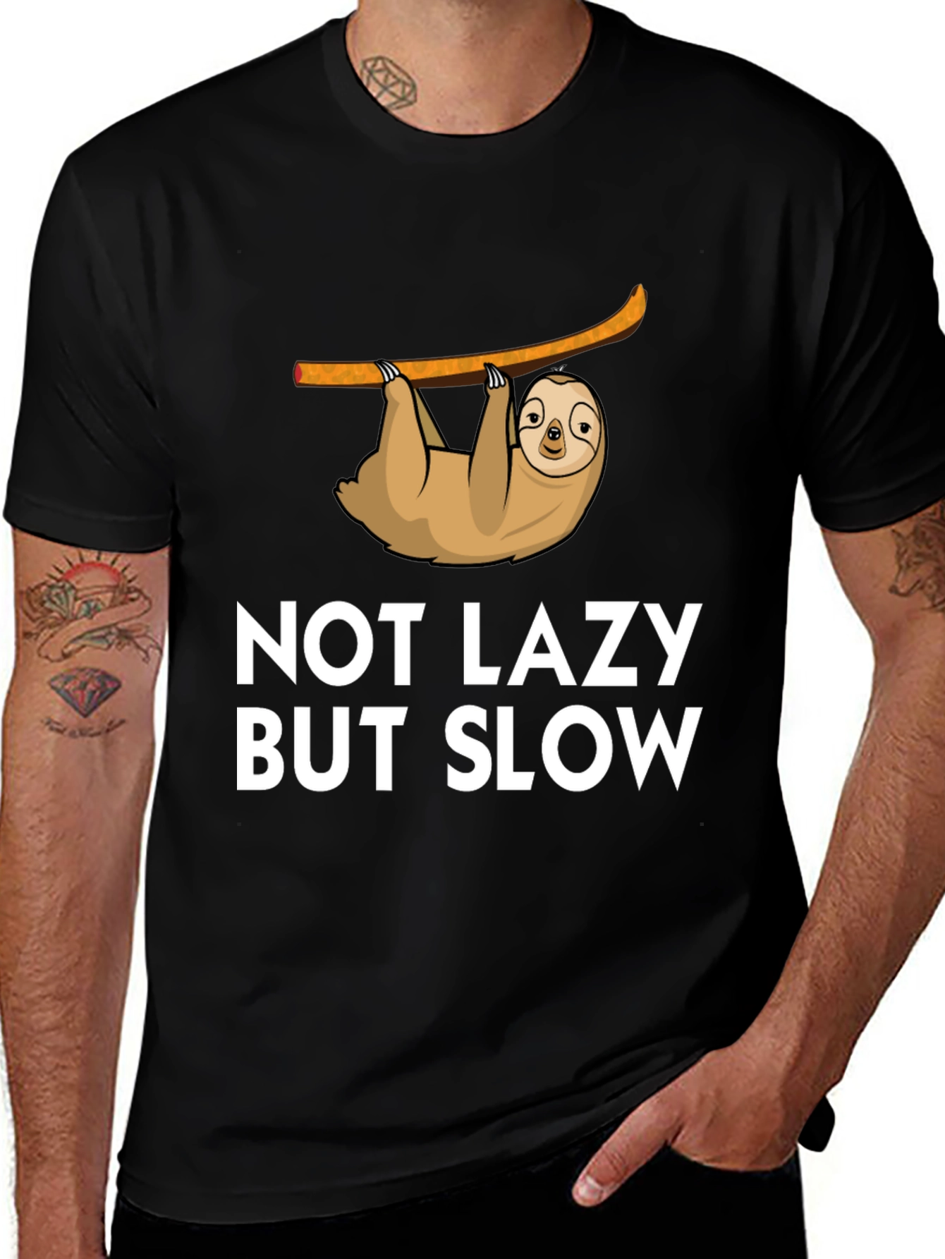 Not Lazy But Slow Sloth Graphic Tee