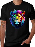 Vibrant Lion Graphic Black T-Shirt