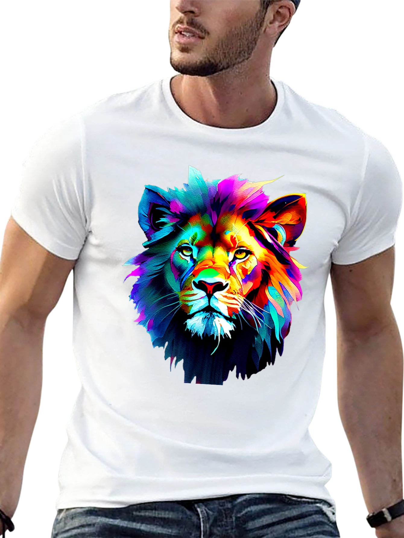 Vibrant Lion Graphic Black T-Shirt