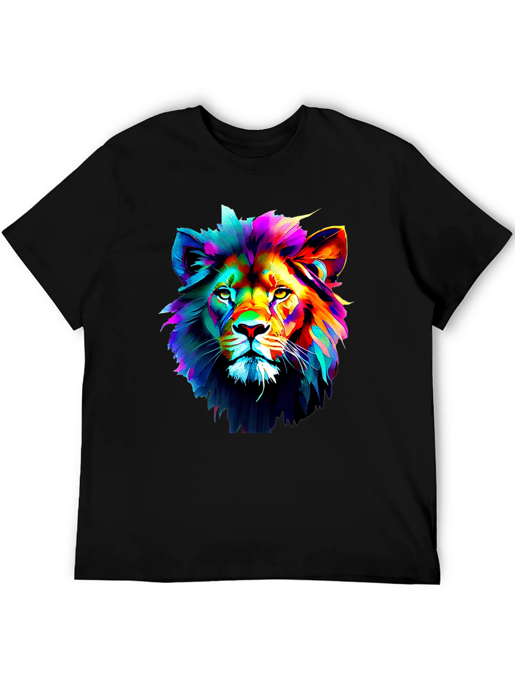 Vibrant Lion Graphic Black T-Shirt