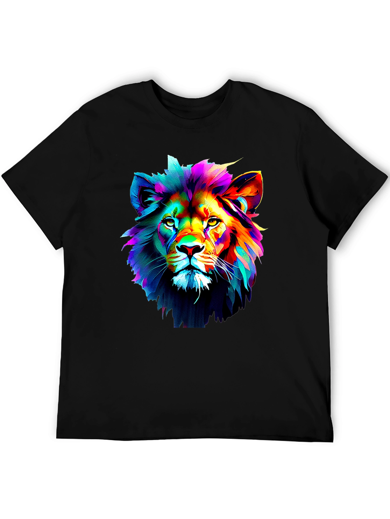 Vibrant Lion Graphic Black T-Shirt