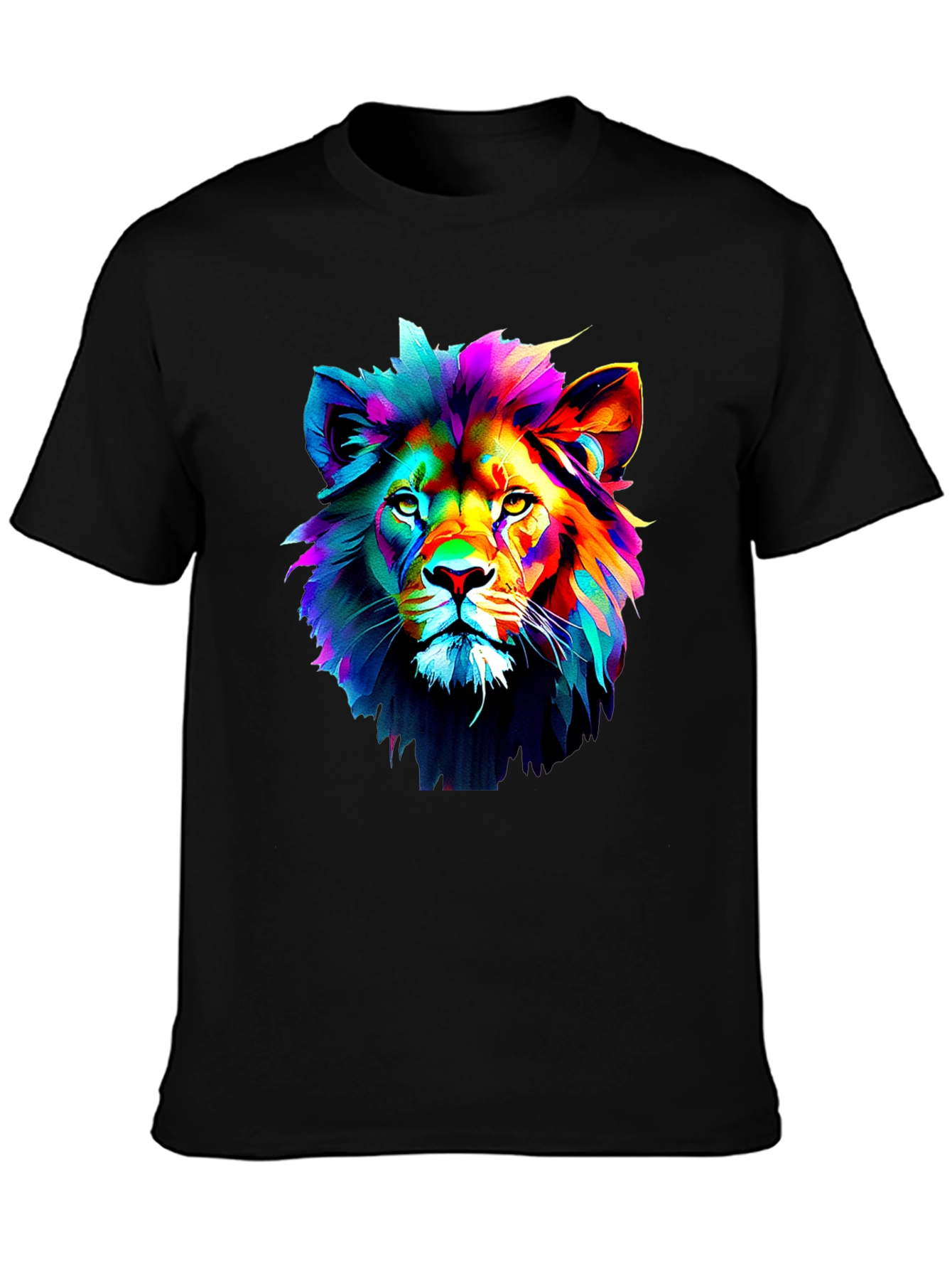 Vibrant Lion Graphic Black T-Shirt