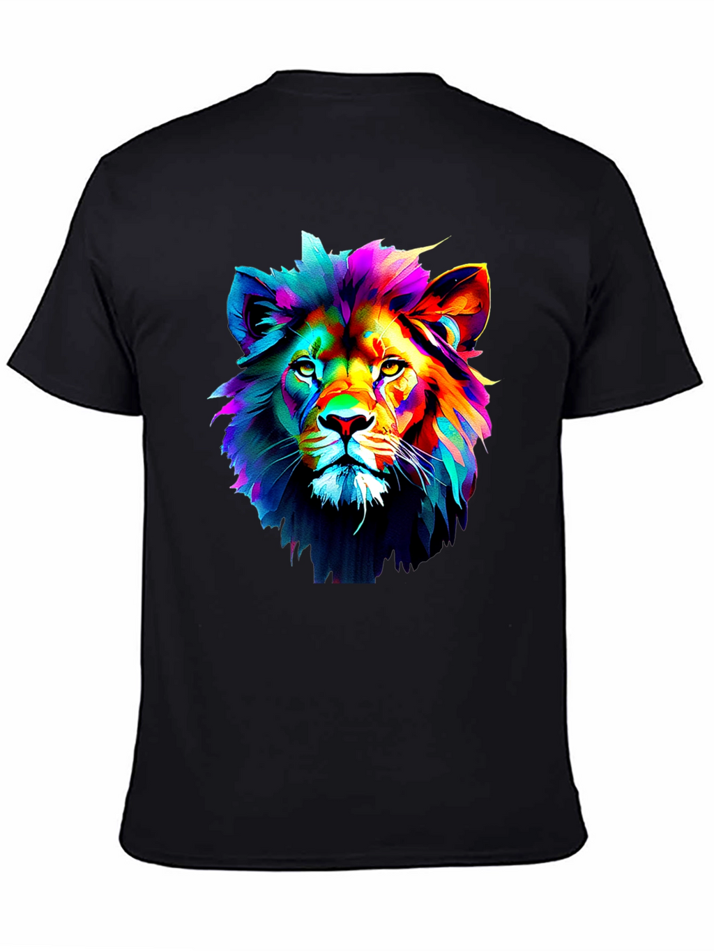 Vibrant Lion Graphic Black T-Shirt