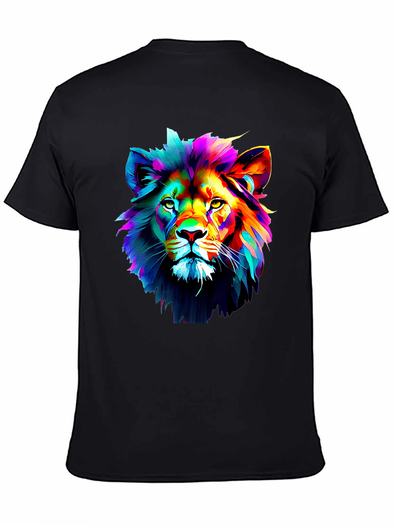 Vibrant Lion Graphic Black T-Shirt