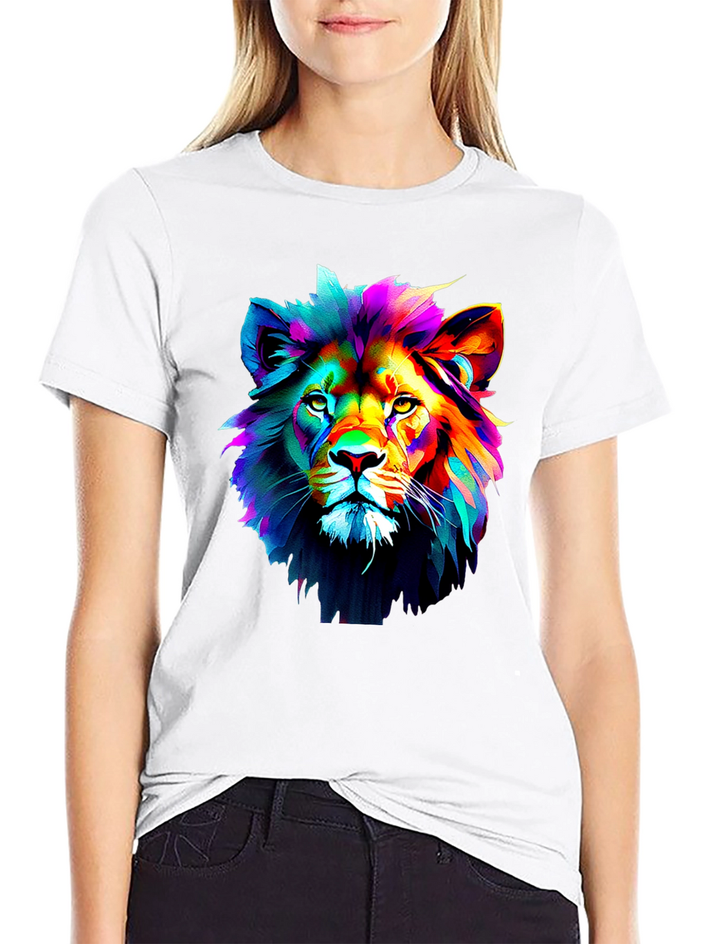 Vibrant Lion Graphic Black T-Shirt