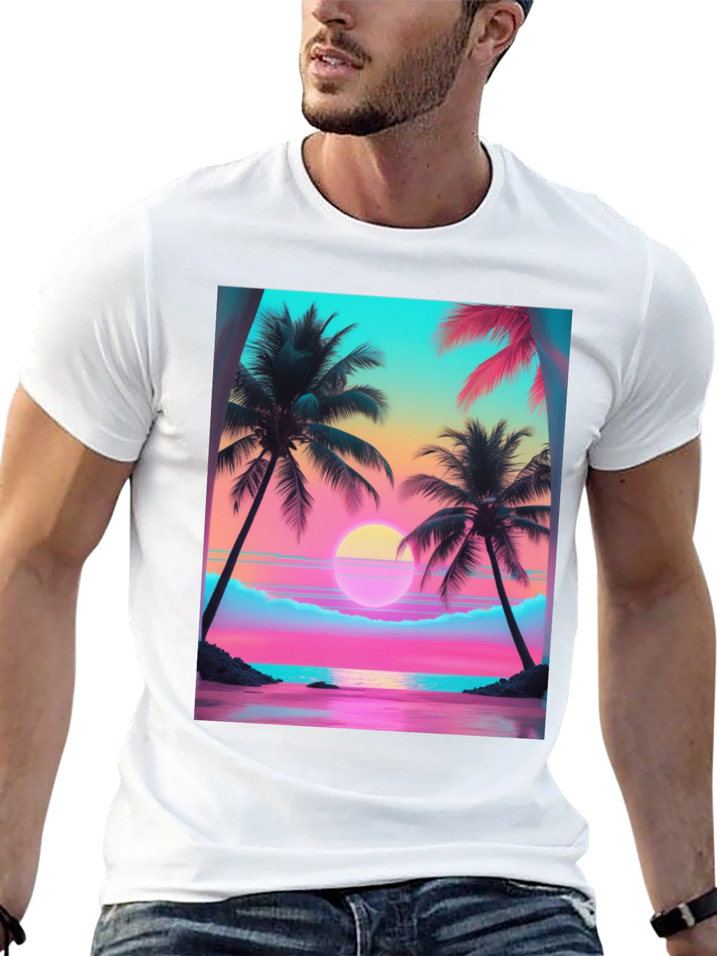 Sunset Palm Tree Graphic Tee