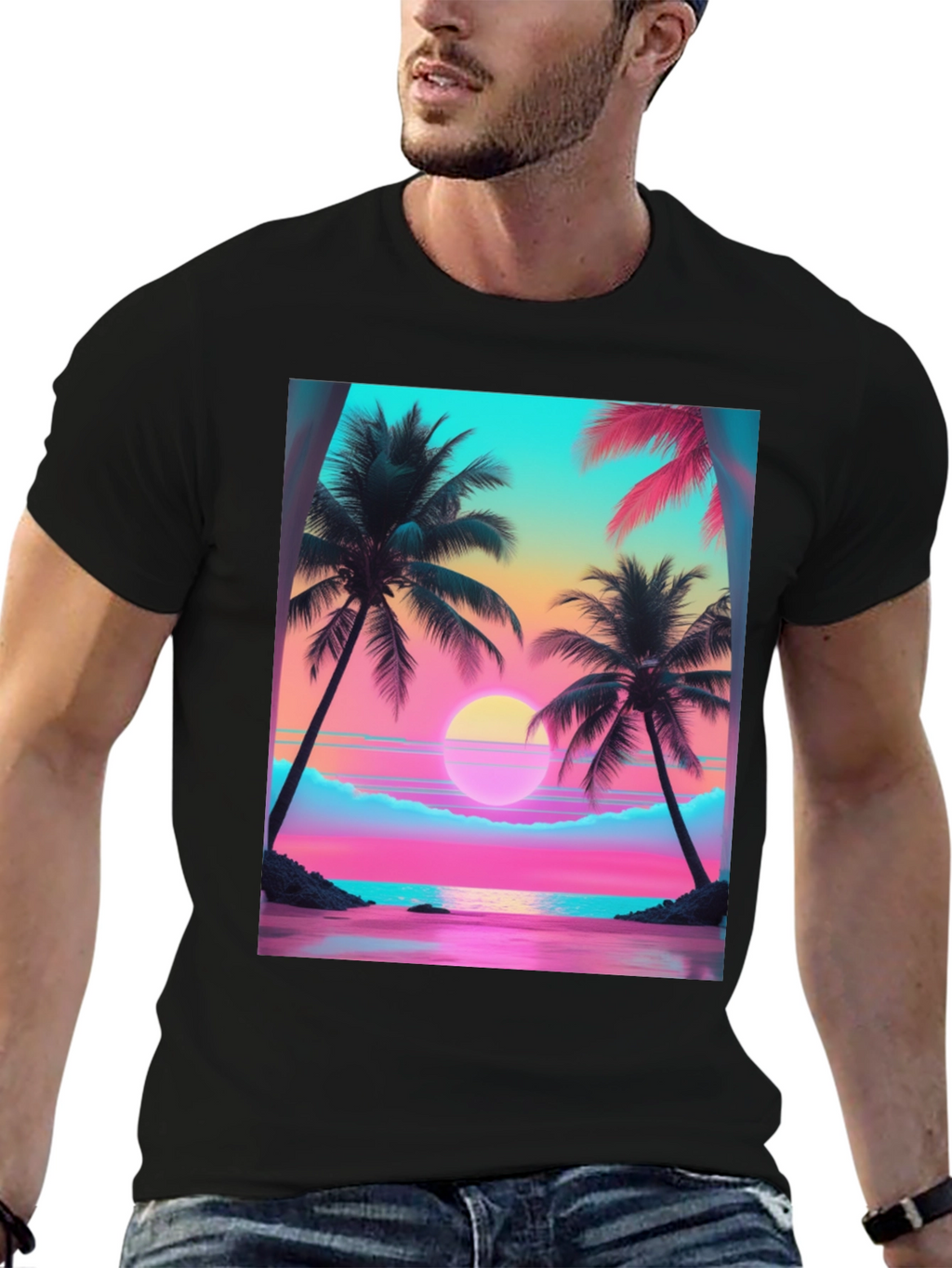 Sunset Palm Tree Graphic Tee