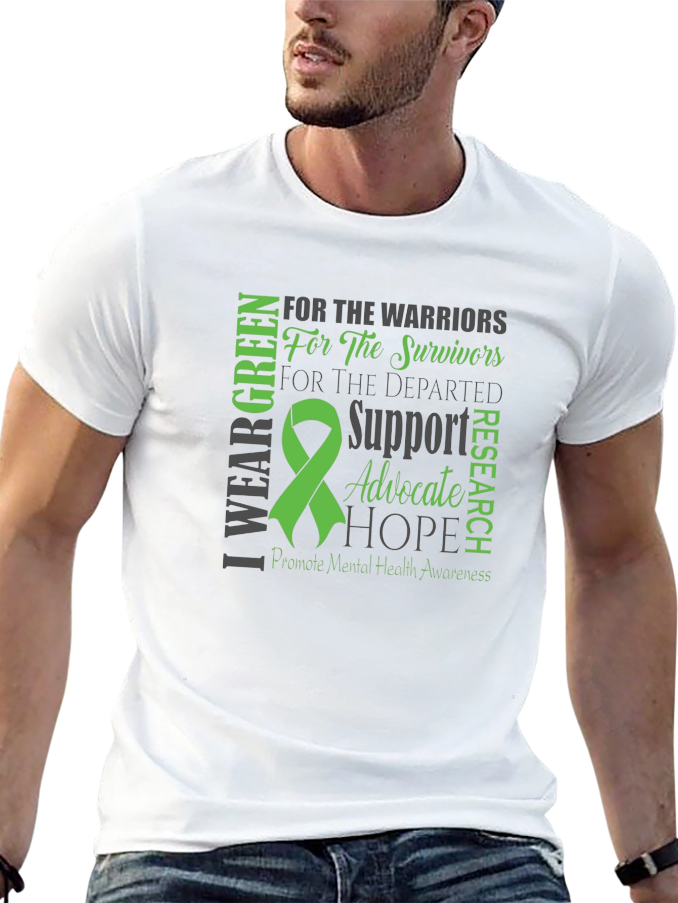 Mental Health Awareness Green Ribbon T-Shirt