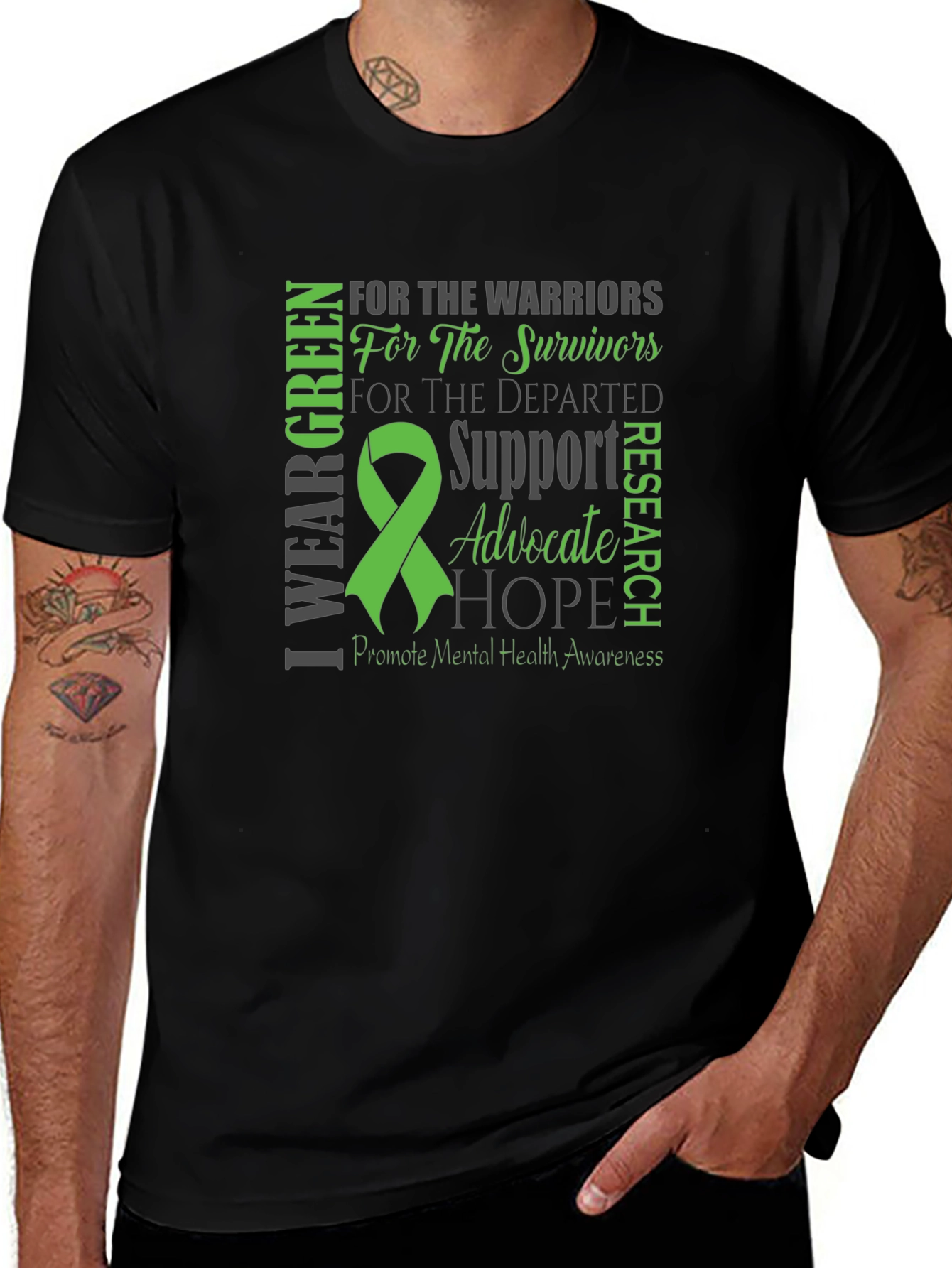 Mental Health Awareness Green Ribbon T-Shirt