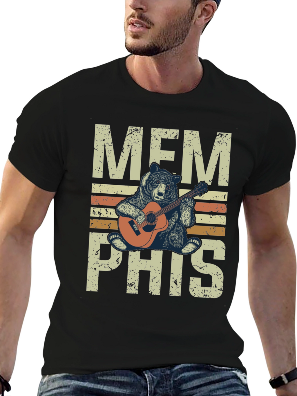 Memphis Bear Guitar T-Shirt