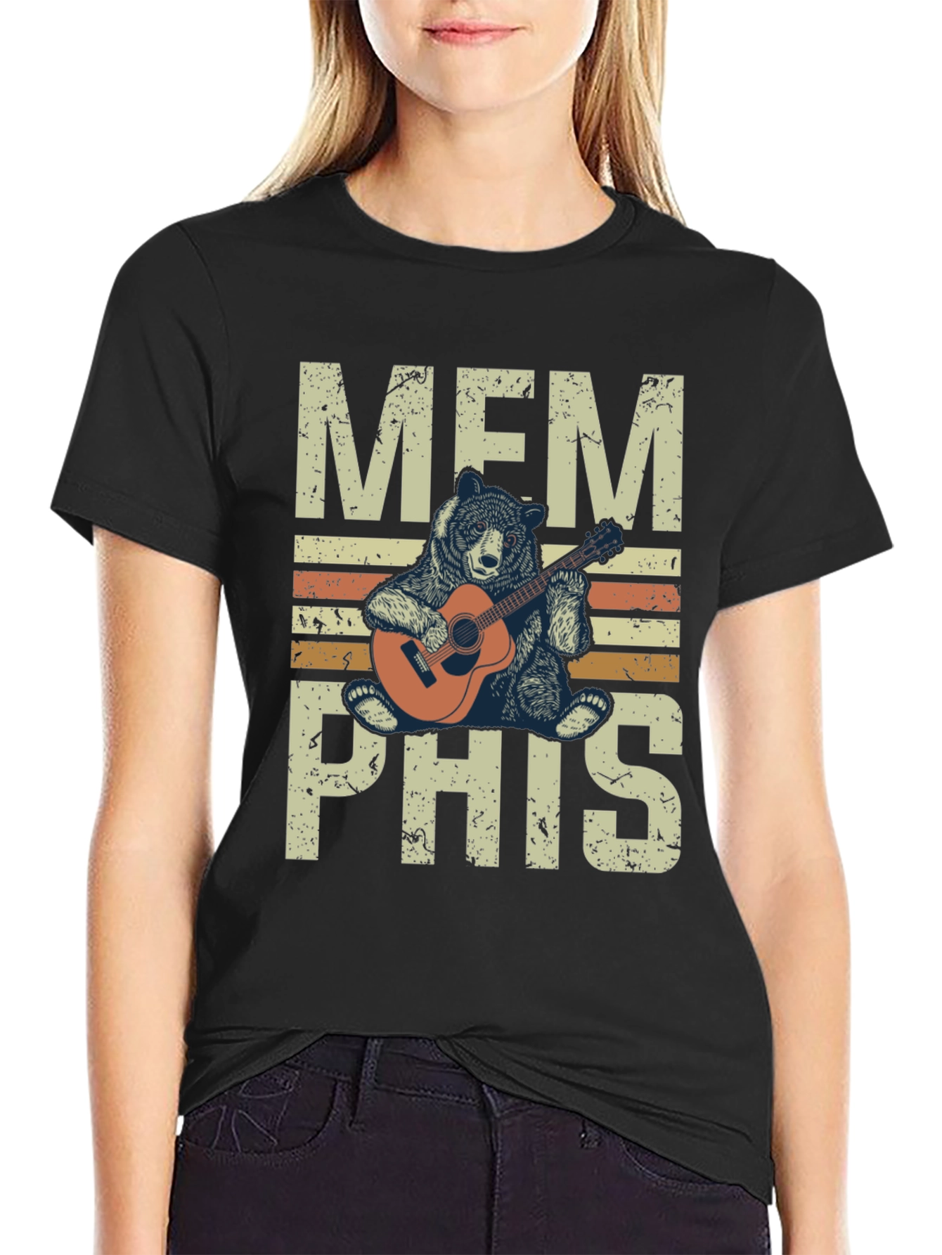 Memphis Bear Guitar T-Shirt