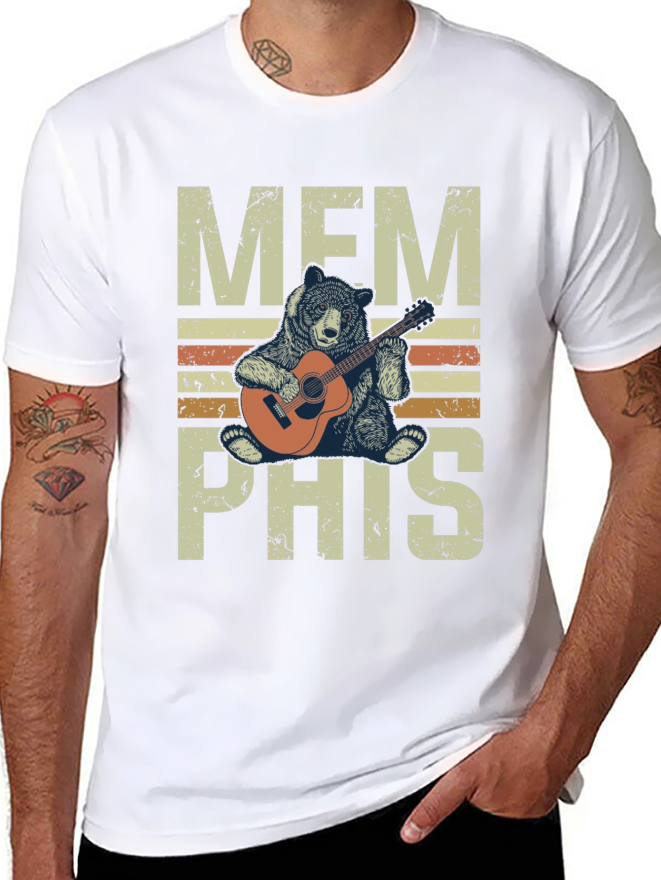 Memphis Bear Guitar T-Shirt