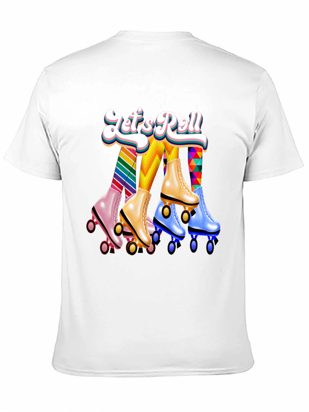 Lets Roll Retro Roller Skate Graphic T-Shirt