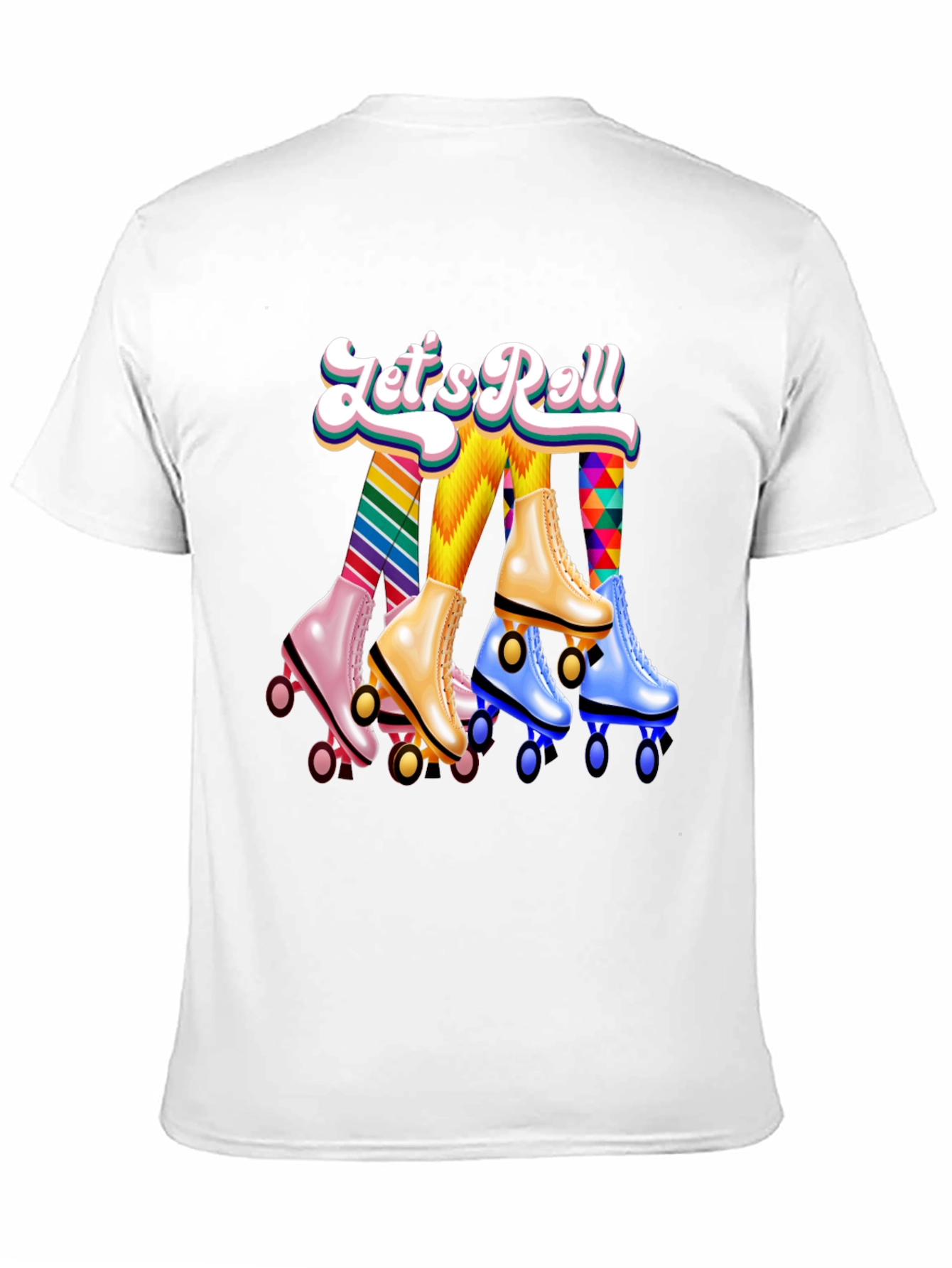 Lets Roll Retro Roller Skate Graphic T-Shirt