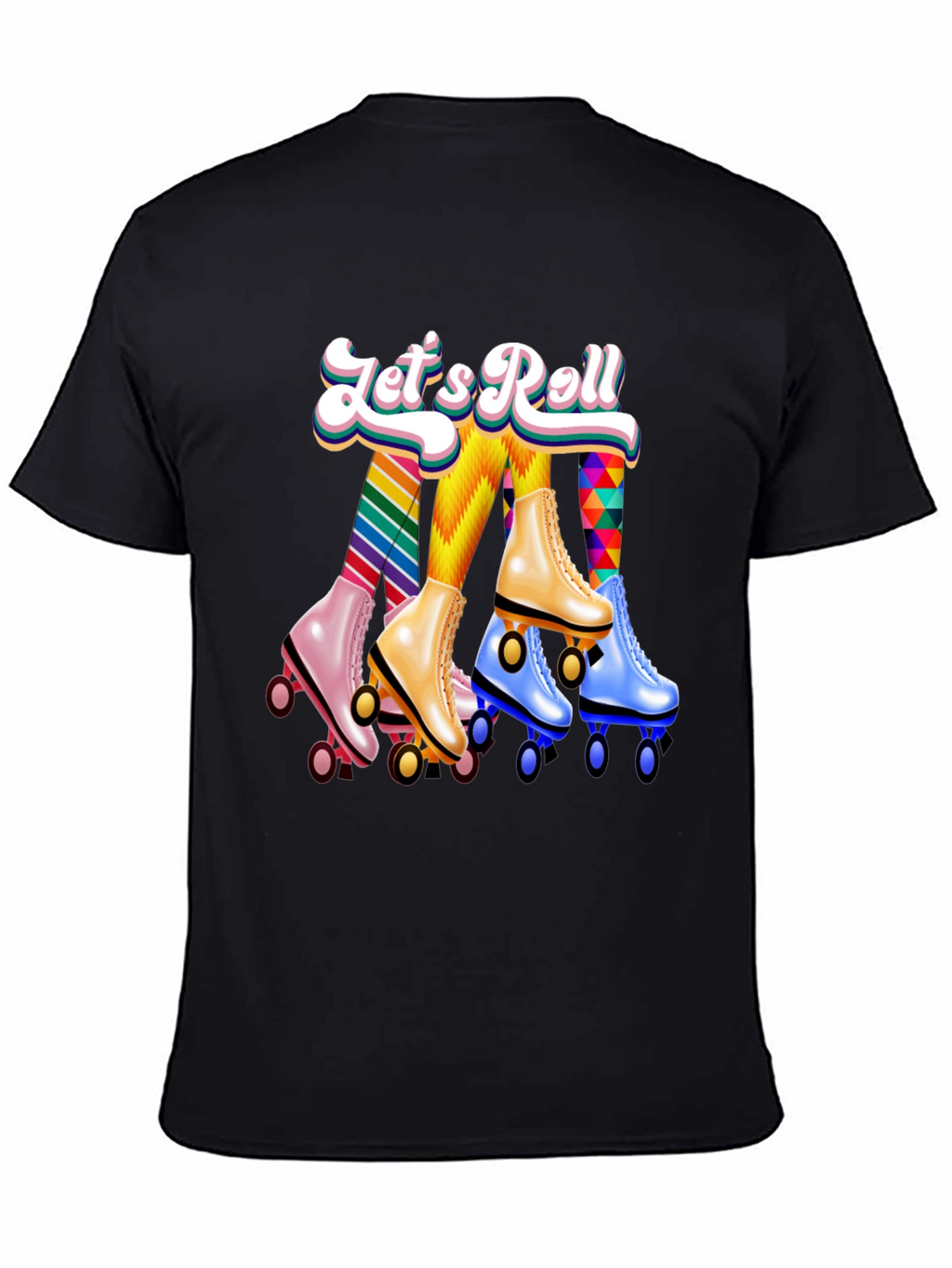 Lets Roll Retro Roller Skate Graphic T-Shirt
