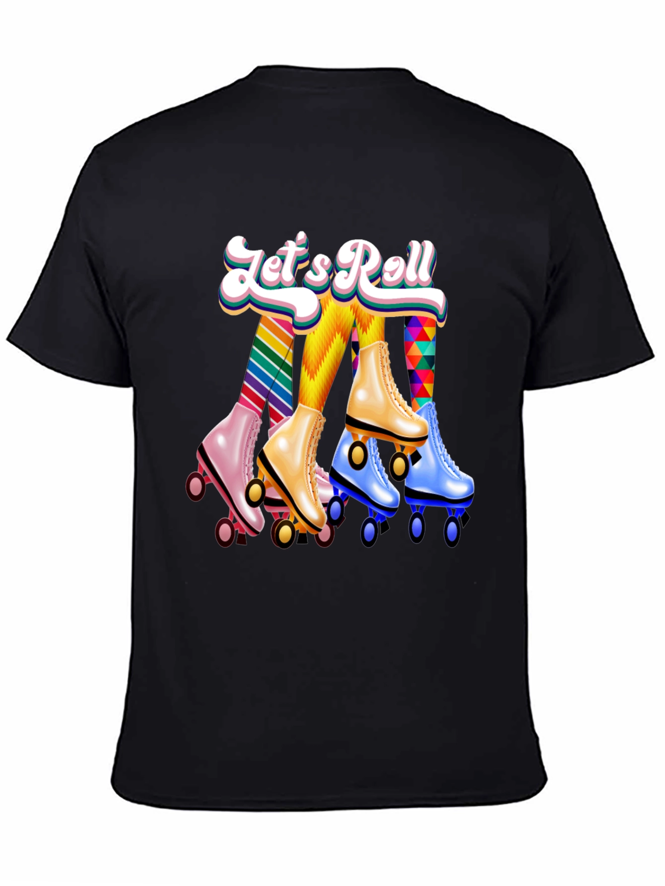 Lets Roll Retro Roller Skate Graphic T-Shirt