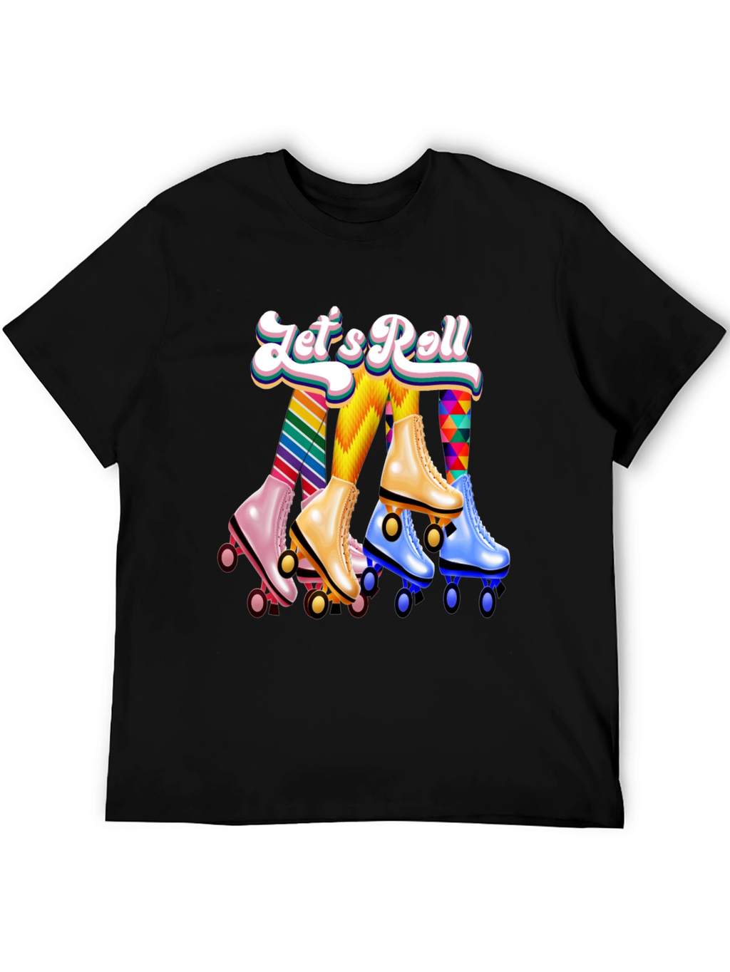 Lets Roll Retro Roller Skate Graphic T-Shirt