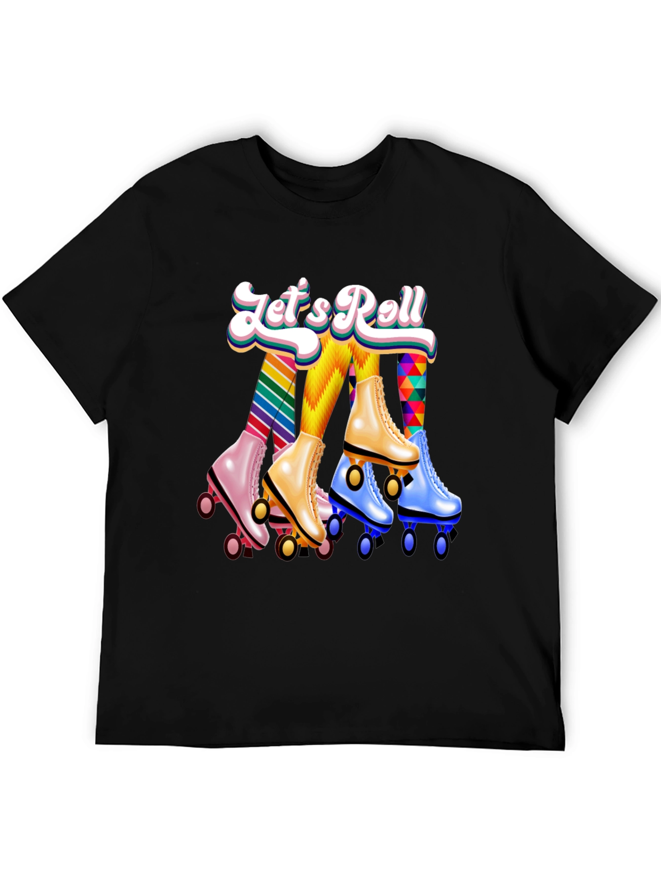 Lets Roll Retro Roller Skate Graphic T-Shirt