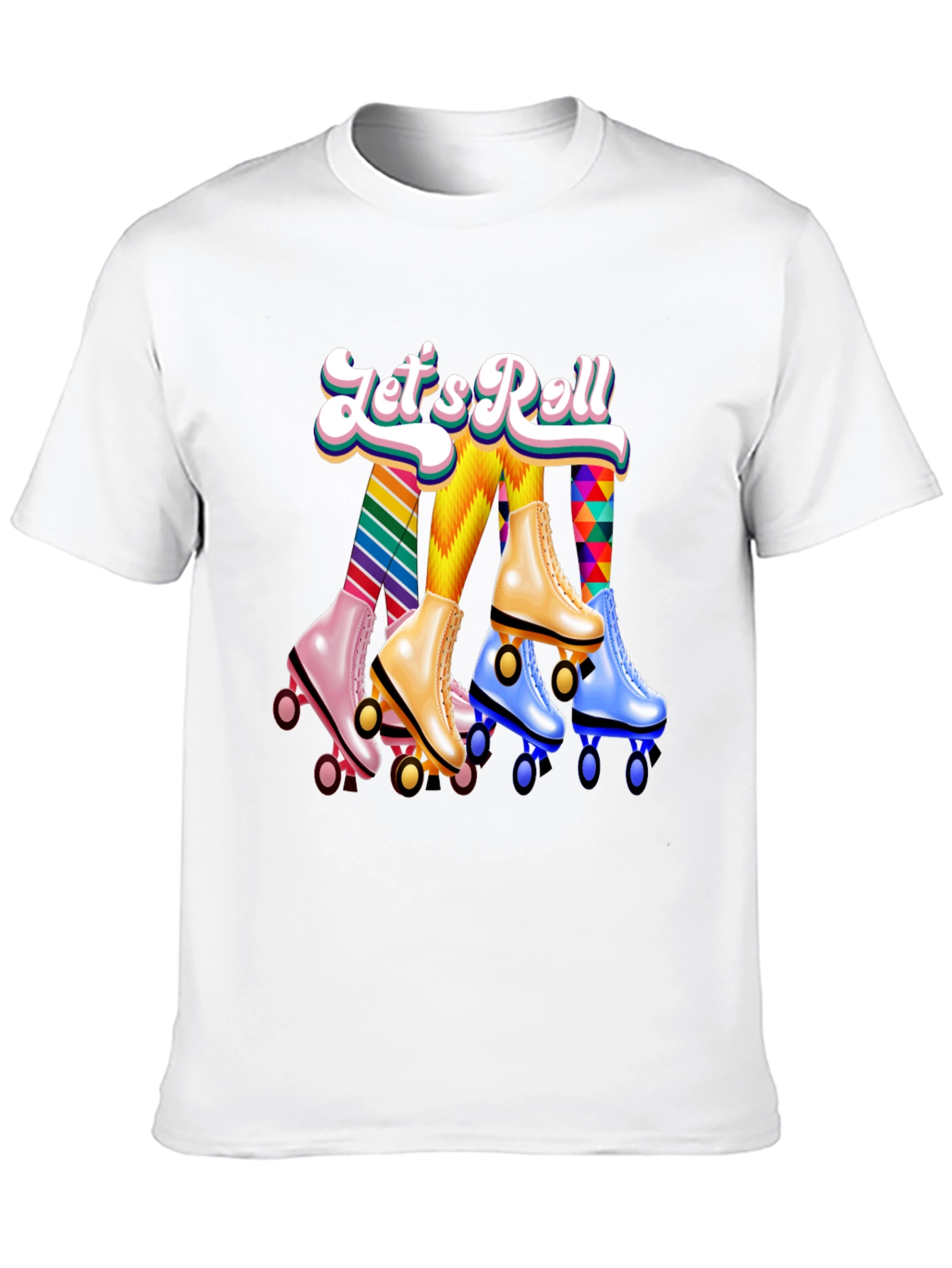Lets Roll Retro Roller Skate Graphic T-Shirt