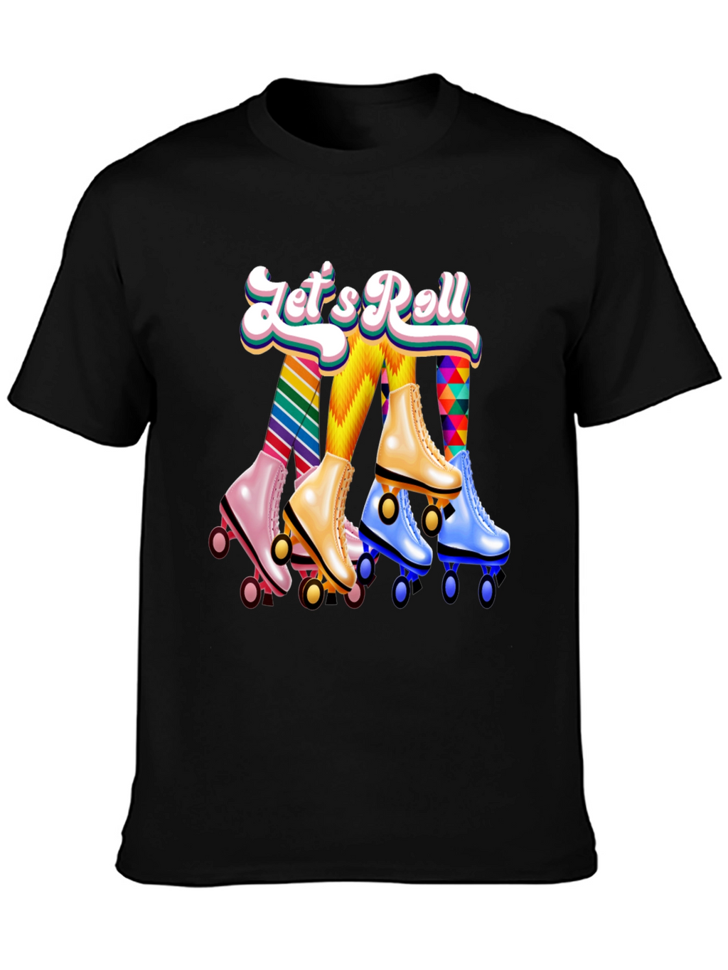 Lets Roll Retro Roller Skate Graphic T-Shirt