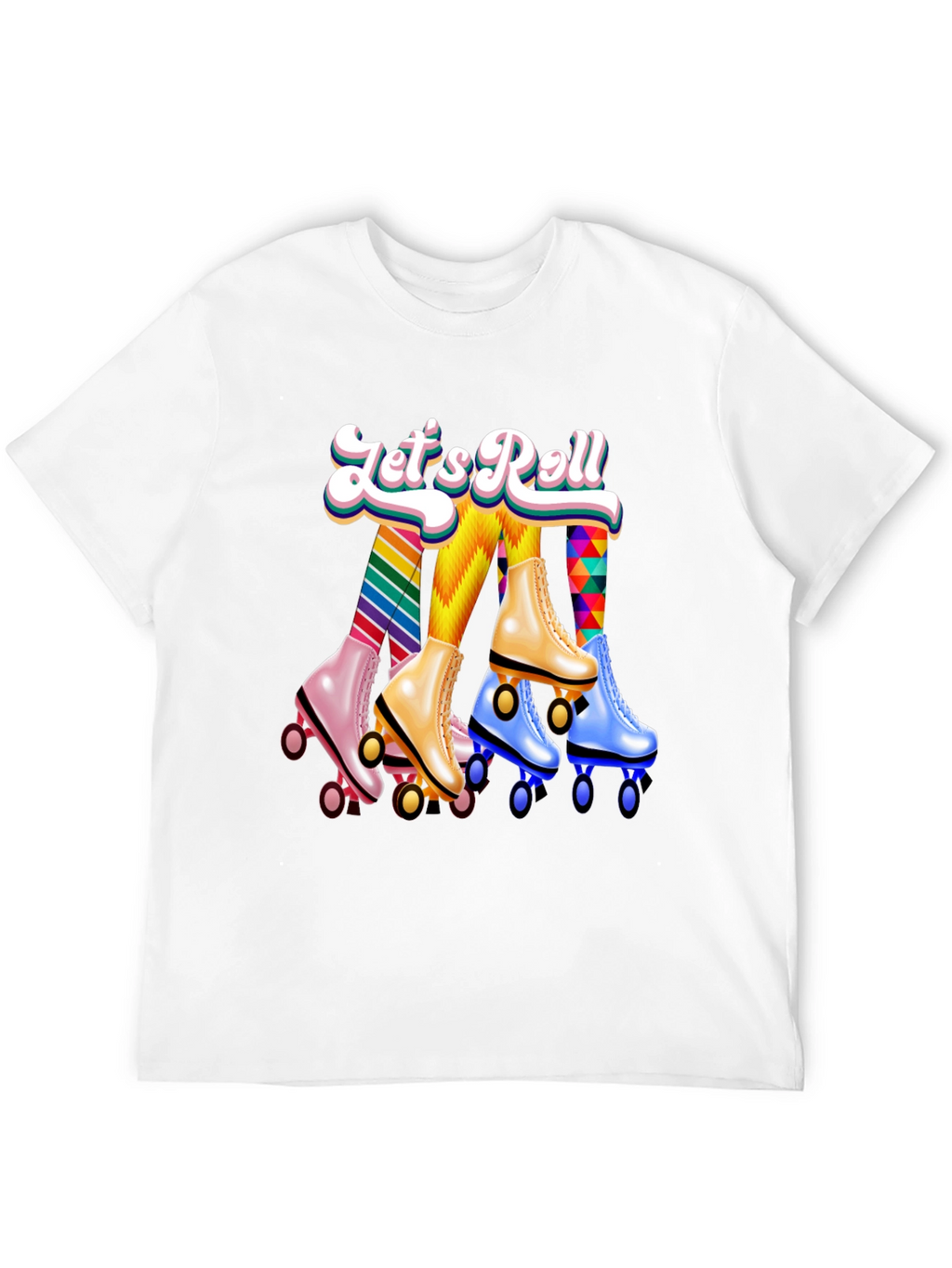 Lets Roll Retro Roller Skate Graphic T-Shirt