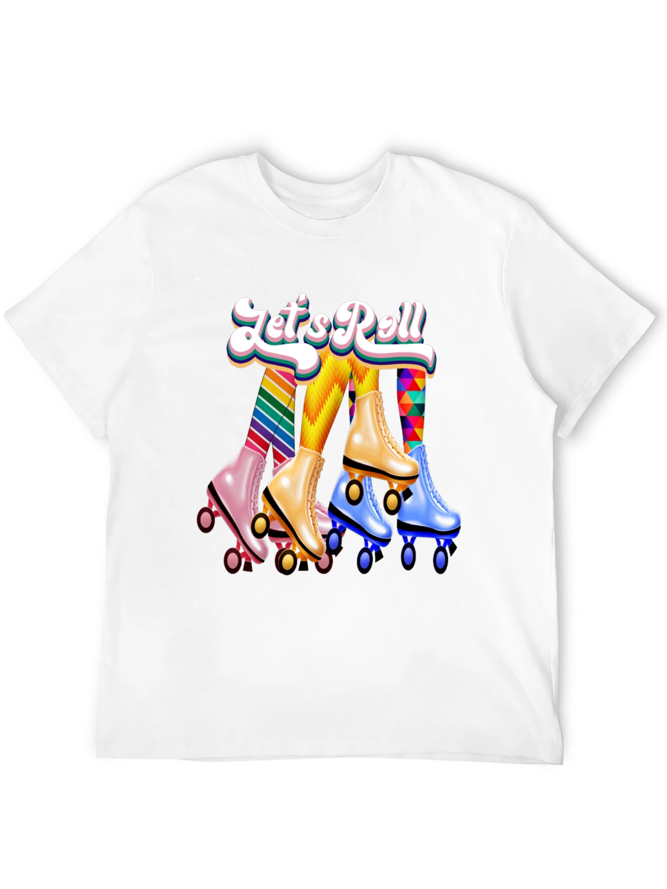 Lets Roll Retro Roller Skate Graphic T-Shirt