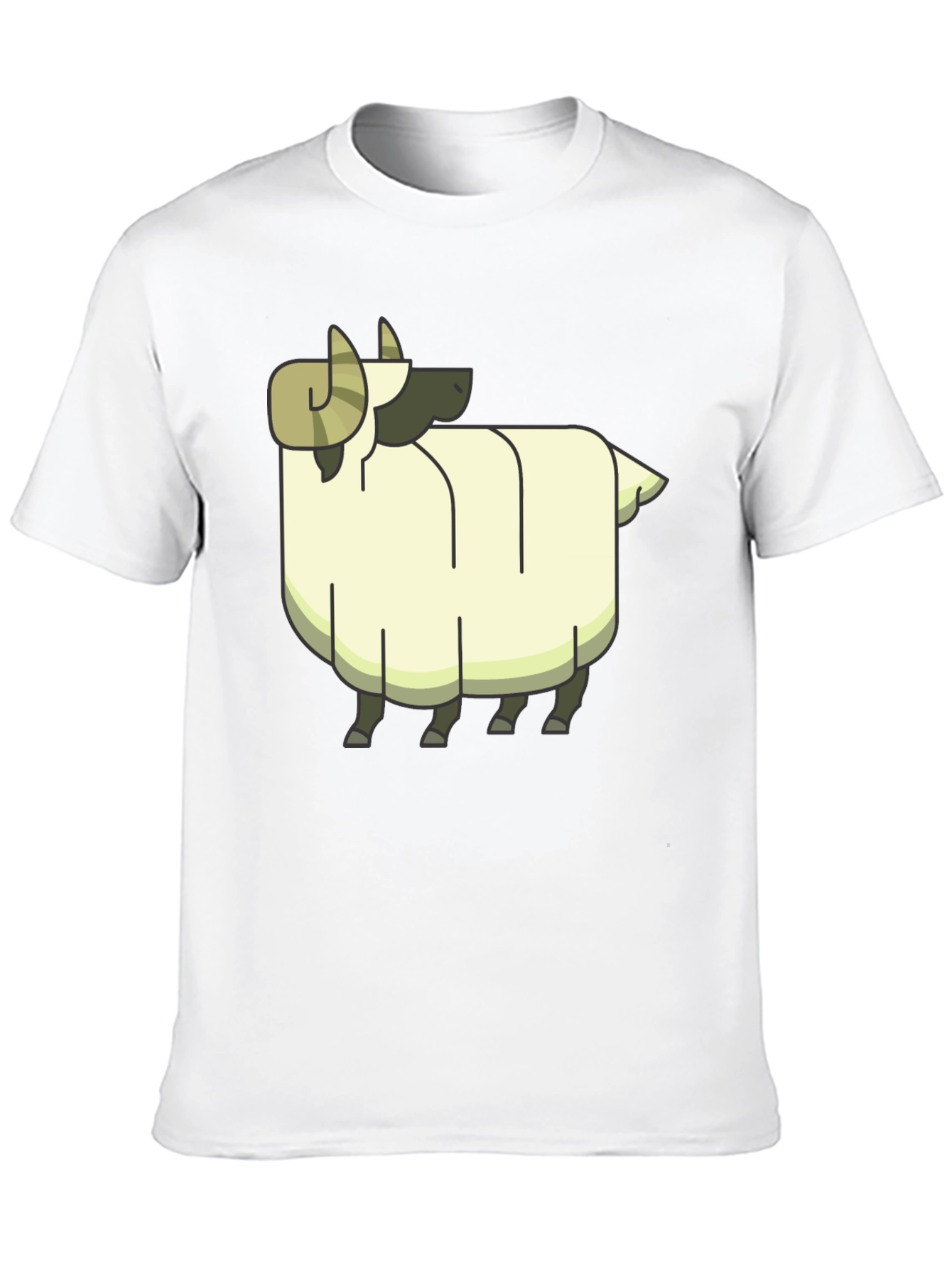 Cartoon Ram Graphic Tee - Black Cotton Casual Shirt