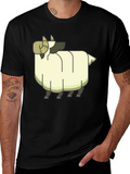 Cartoon Ram Graphic Tee - Black Cotton Casual Shirt